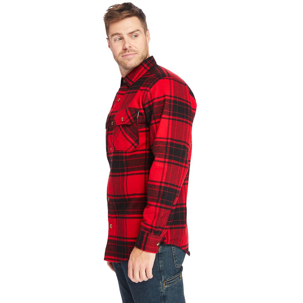 Timberland Πουκαμισα Ανδρικα Κοκκινα/Μαυρα - Pro® Woodfort Heavyweight Flannel Work - Greece 9314652